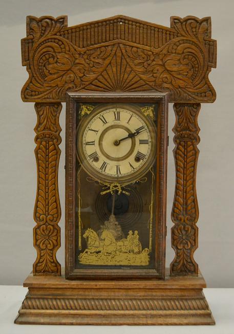Antique Oak Carved Kitchen Clock