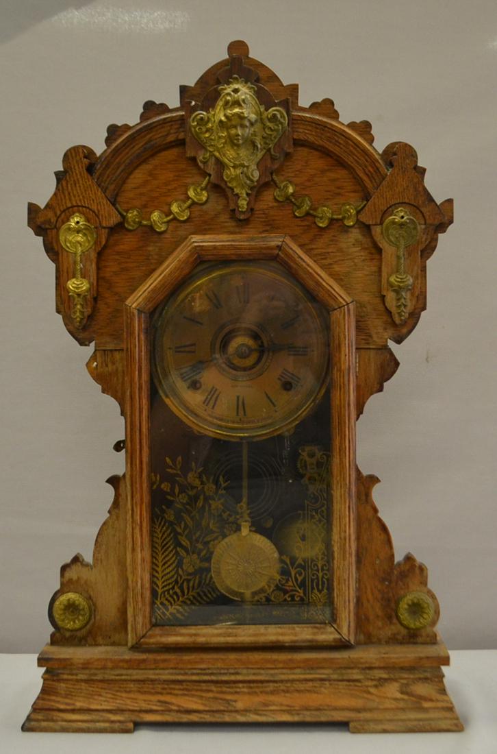 For Auction Walnut Antique Kitchen Clock W Alarm T S Paper