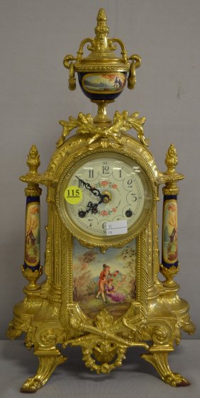 3  PC Porcelain & Metal Clock Set
