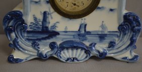 Antique Delft Miniature China Clock