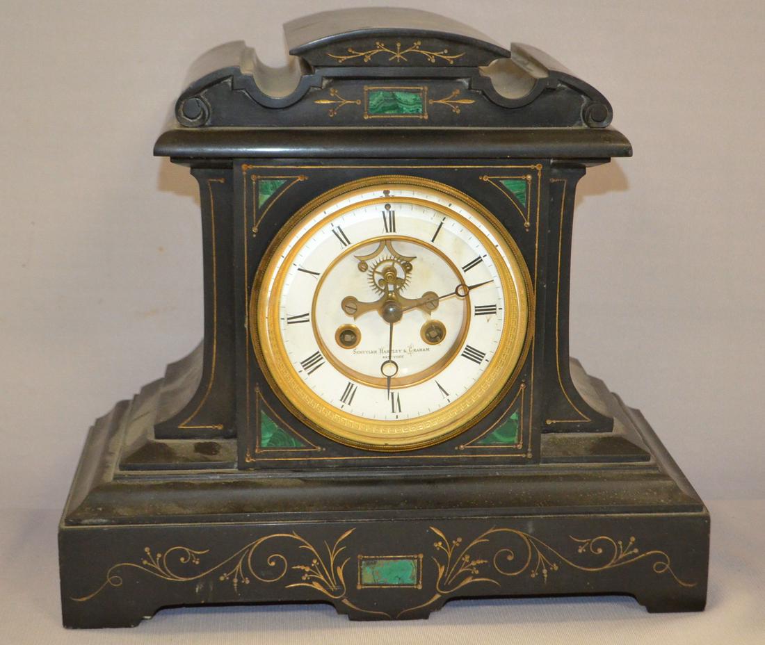 French Slate Open Escape Mantel Clock:  2 pc porcelain (1 of 2)