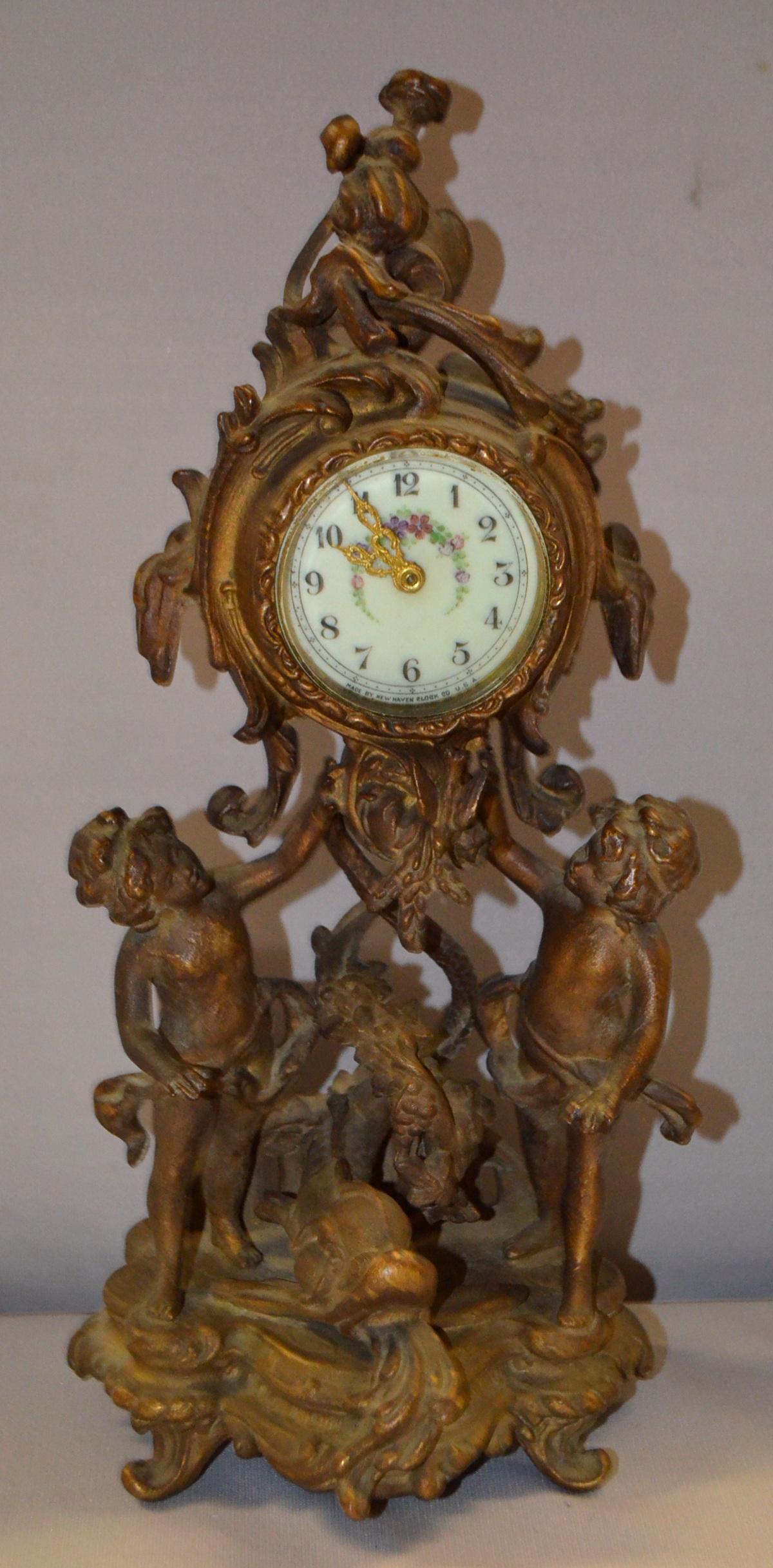 New Haven Cherubs & Dolphin Novelty Clock:  porcelain (1 of 3)