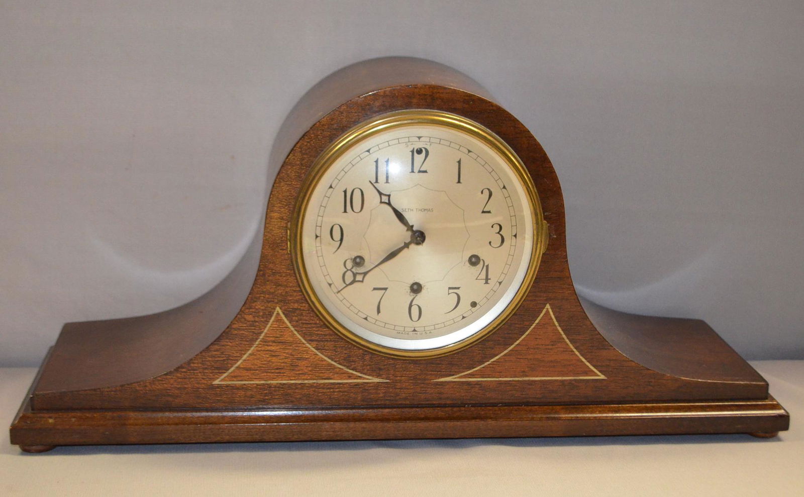 Seth Thomas 5 Bar W. M. C. Tambour Clock:  walnut case, (1 of 2)