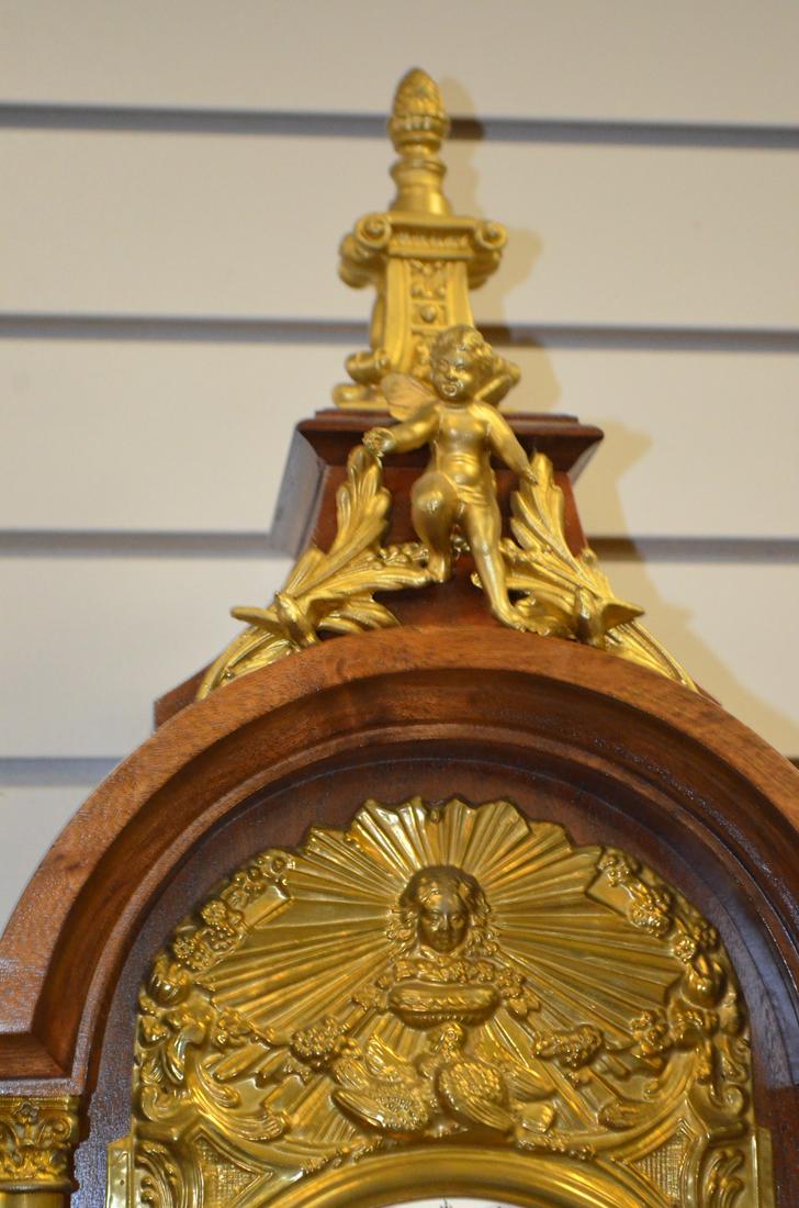 Carved Walnut Dutch Hood Style Wall Clock: Ornate Brass (1 of 4)