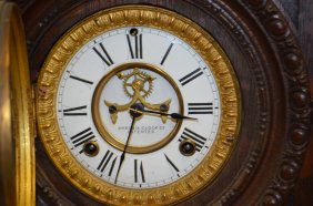 Antique Oak Oversized Shelf Clock