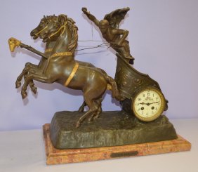 Antique French ”Course Romaine” Statue Clock