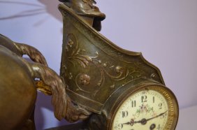 Antique French ”Course Romaine” Statue Clock