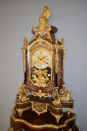 Highly Ornate French Boulle Style Clock on Table