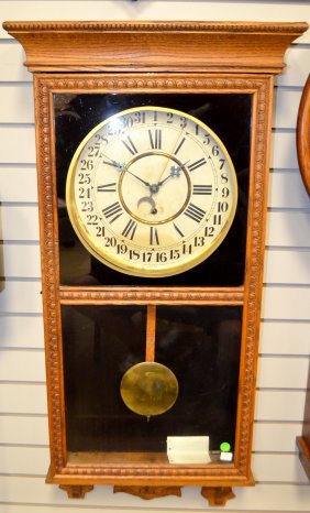 Antique Gilbert Calendar Store Regulator Clock