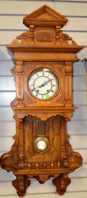 Antique Fancy German Open Well Swinger Clock