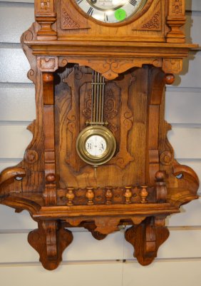 Antique Fancy German Open Well Swinger Clock