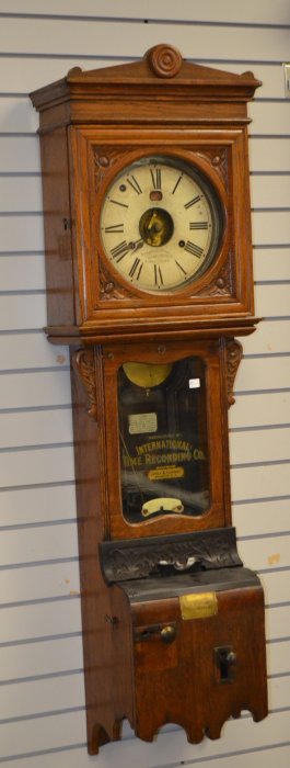 Antique ITR Oak Time Clock