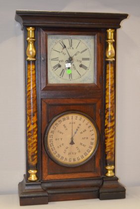 Antique Welch Weight Driven Calendar Clock