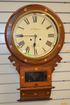 Antique New Haven Inlaid Wall Clock