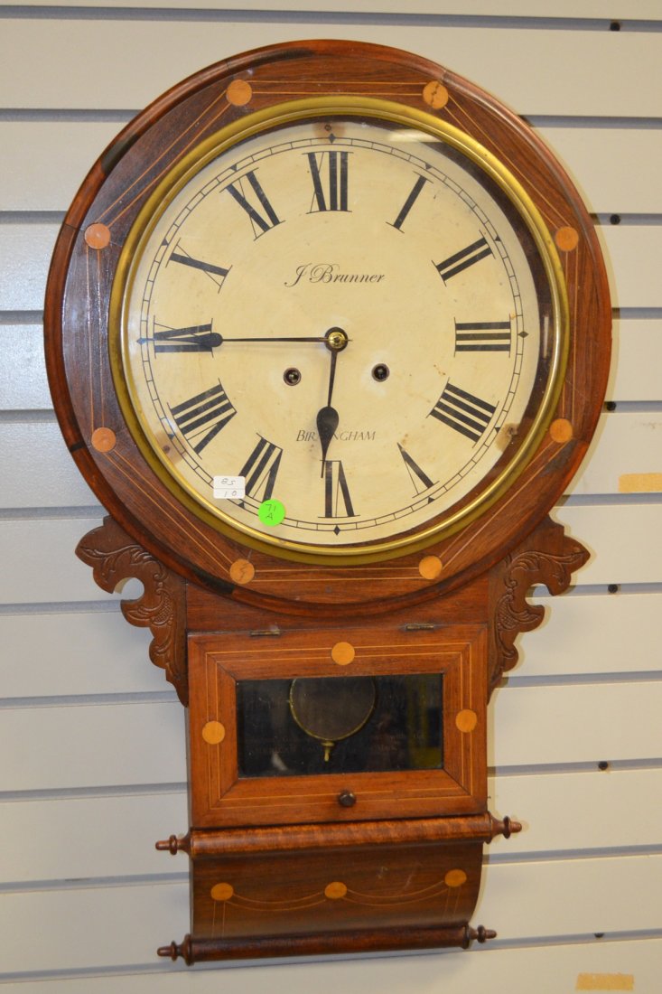 Antique New Haven Inlaid Wall Clock (1 of 3)