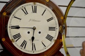 Antique New Haven Inlaid Wall Clock