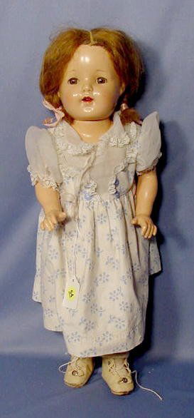 Effanbee All Composition Mary Ann Doll: Effanbee All Composition Mary Ann Doll: back marked Effanbee Lovums. Sleep eyes, open mouth and original clothes. (Overall crazing, no cracks.) 20" T.