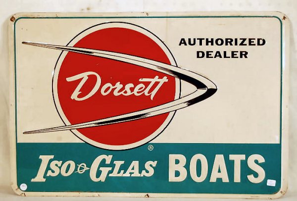 Tin Dorsett Advertising Sign for Iso Glass Boats