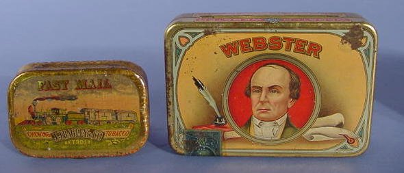 4 Tin Litho Tobacco Tins: Webster, Hall & Others - 2