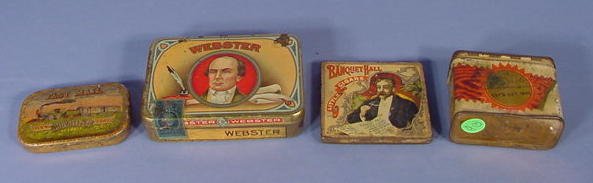 4 Tin Litho Tobacco Tins: Webster, Hall & Others - 4