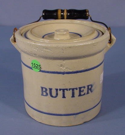 Stoneware Butter Crock with Lid & Bail Handle