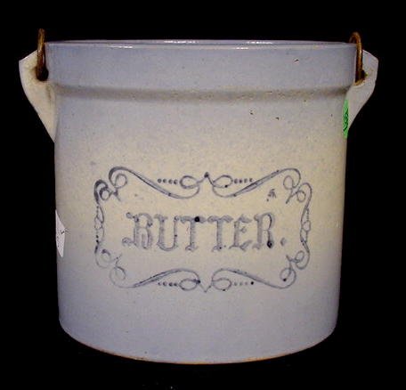 Blue & White Stoneware Butter Crock