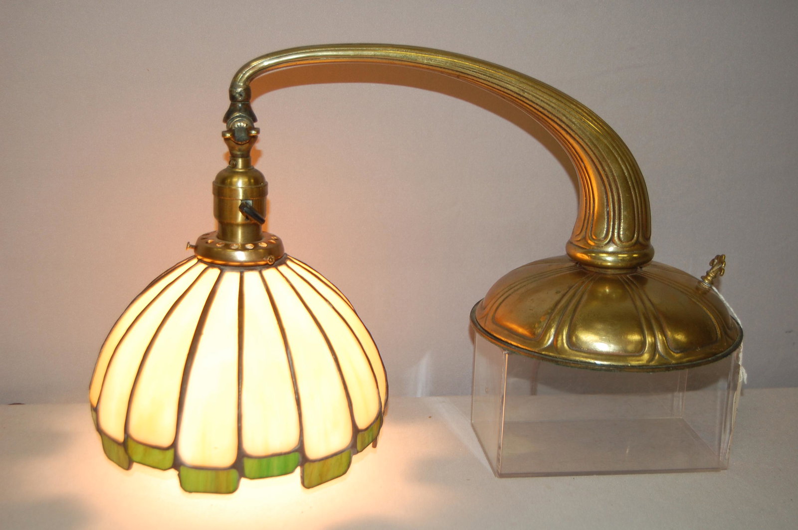 Handel Desk Lamp w/ Leaded Glass Shade (1 of 10)