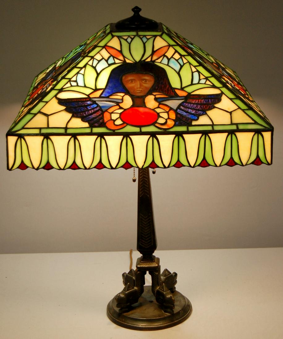 Large Egyptian Leaded Glass Table Lamp Replica (1 of 8)
