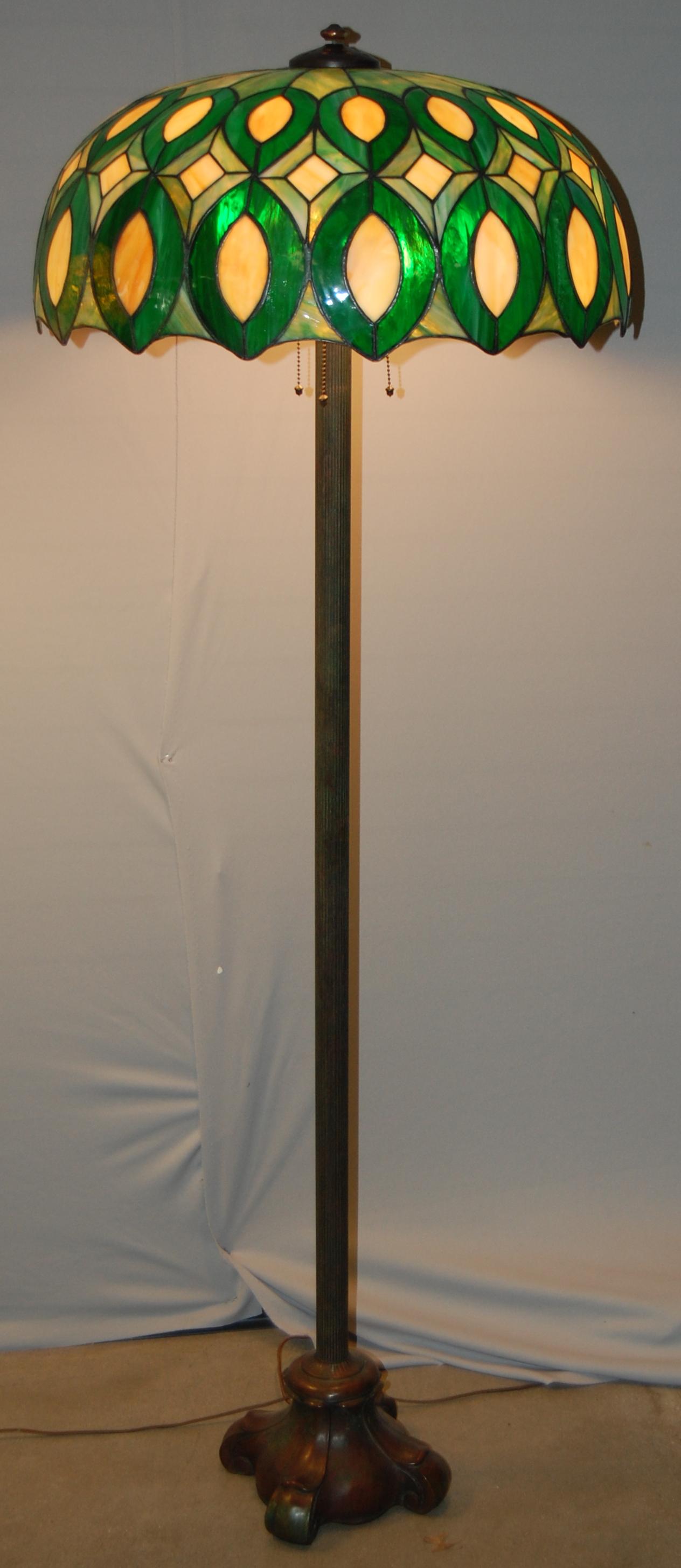 Leaded Glass Floor Lamp w/ Domical Shade (1 of 8)