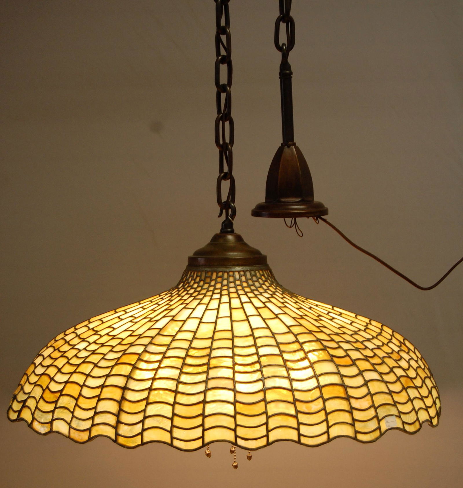 Large Leaded Glass Hanging Lamp (1 of 6)