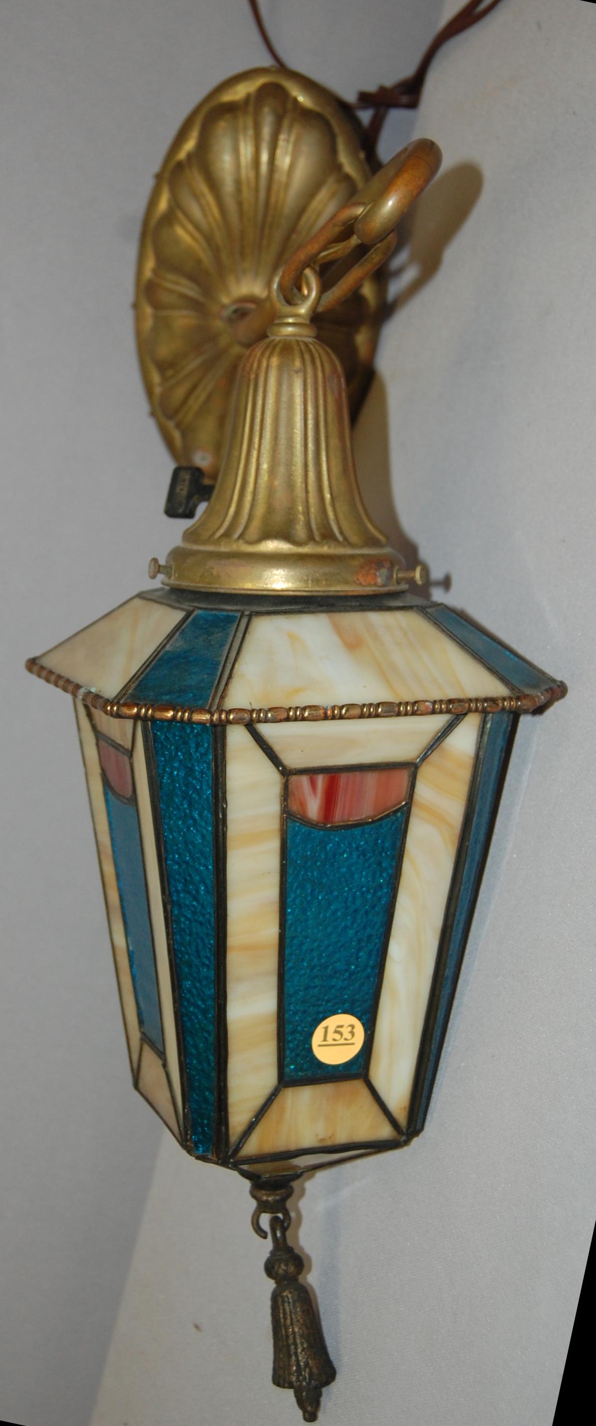 Wall Mounted Hanging Slag Glass Lamp (1 of 9)