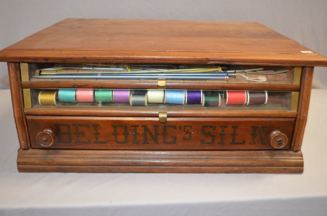 Antique Walnut Belding's Silk Spool Cabinet (1 of 8)