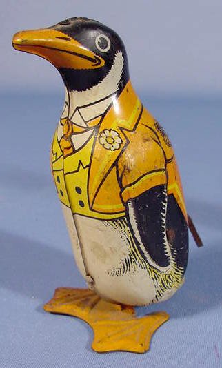2 Tin Wind Up Toys: Chein Penguin & Japan Seal - 2