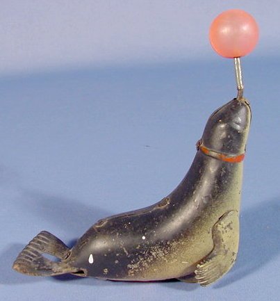 2 Tin Wind Up Toys: Chein Penguin & Japan Seal - 4