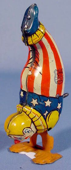 J. Chein Tin Windup Clown Toy Standing on Hands - 2