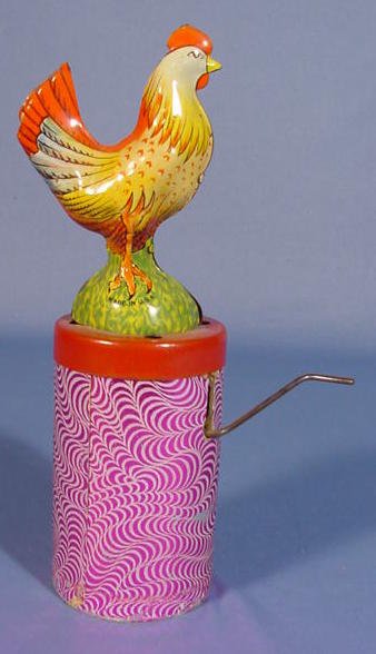 Tin Squawking Toy Chicken by W.J. Novelty Co.