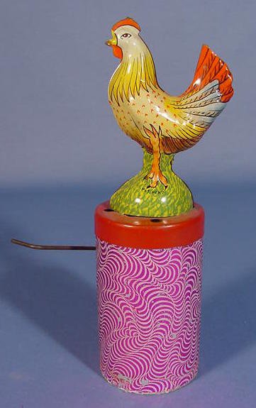 Tin Squawking Toy Chicken by W.J. Novelty Co. - 2