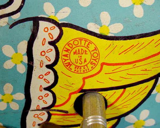Wyandotte Tin Key Wind Toy Duck w/Floral Clothing - 5