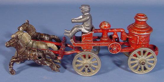 Horse Drawn Toy Fire Wagon w/Driver - 4