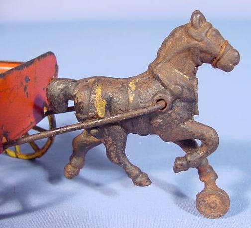 Tin Wagon, Cast Iron Horse Drawn - 3