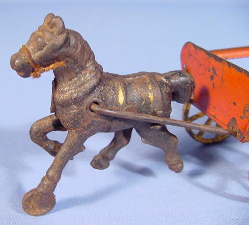 Tin Wagon, Cast Iron Horse Drawn - 4