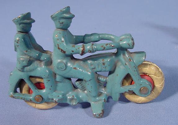 Three Cast Iron Toy Motorcycles - 3