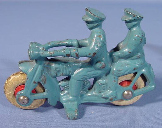Three Cast Iron Toy Motorcycles - 4