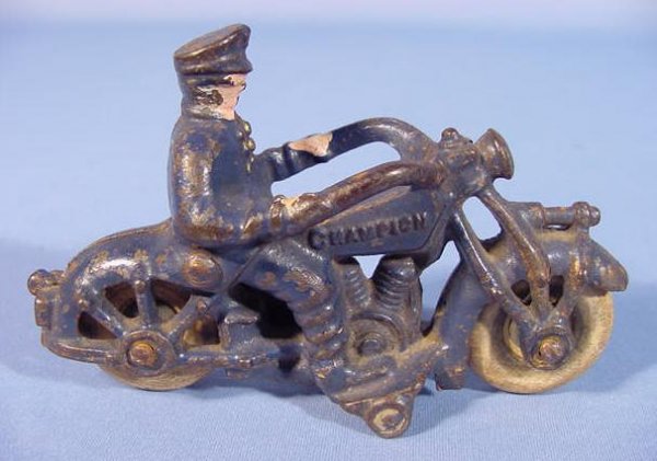 Three Cast Iron Toy Motorcycles - 5