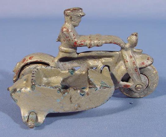 Three Cast Iron Toy Motorcycles - 7
