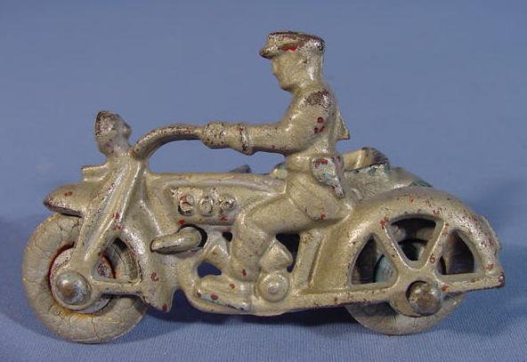 Three Cast Iron Toy Motorcycles - 8