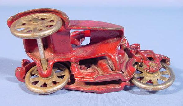 Old Cast Iron Toy Motorcycle Cop w/Side Car - 3