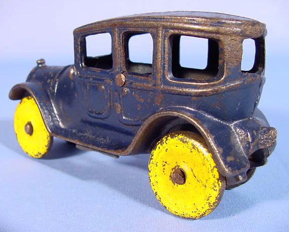 Old Cast Iron Sedan Toy w/Iron Wheels, U.S.A. - 3