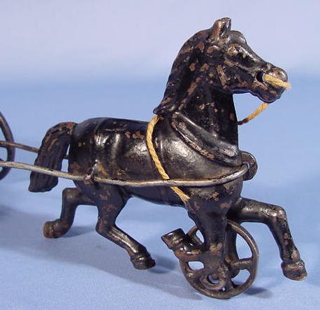 Cast Iron Toy Horse Drawn Cart, 12 1/2" - 2