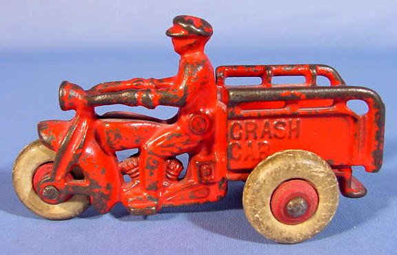 Cast Iron Toy Crash Car w/Policeman Driver - 2
